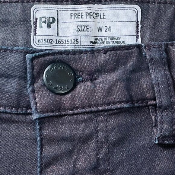 FREE PEOPLE Burgundy Sparkle Skinny Jeans - Size 24 - Picture 8 of 9